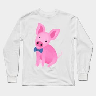 Handsome pig with bow tie Long Sleeve T-Shirt